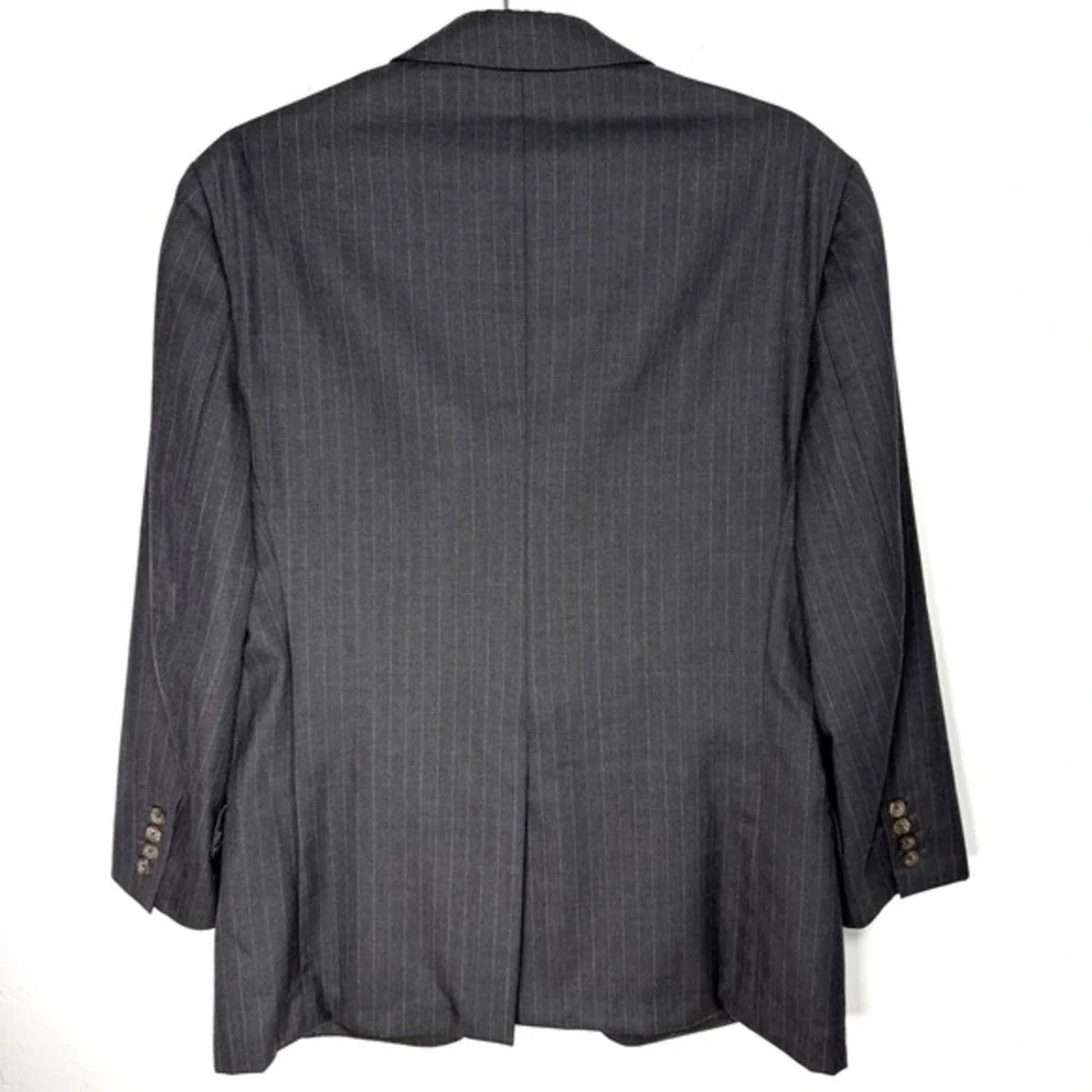 Paul Stuart Wool Pinstripe Blazer Mens 46-40 Regular Gray Made in Canada